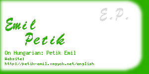 emil petik business card